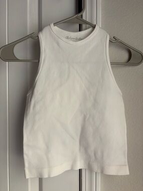 Chelsea DeBoer Girls White Ribbed Tank